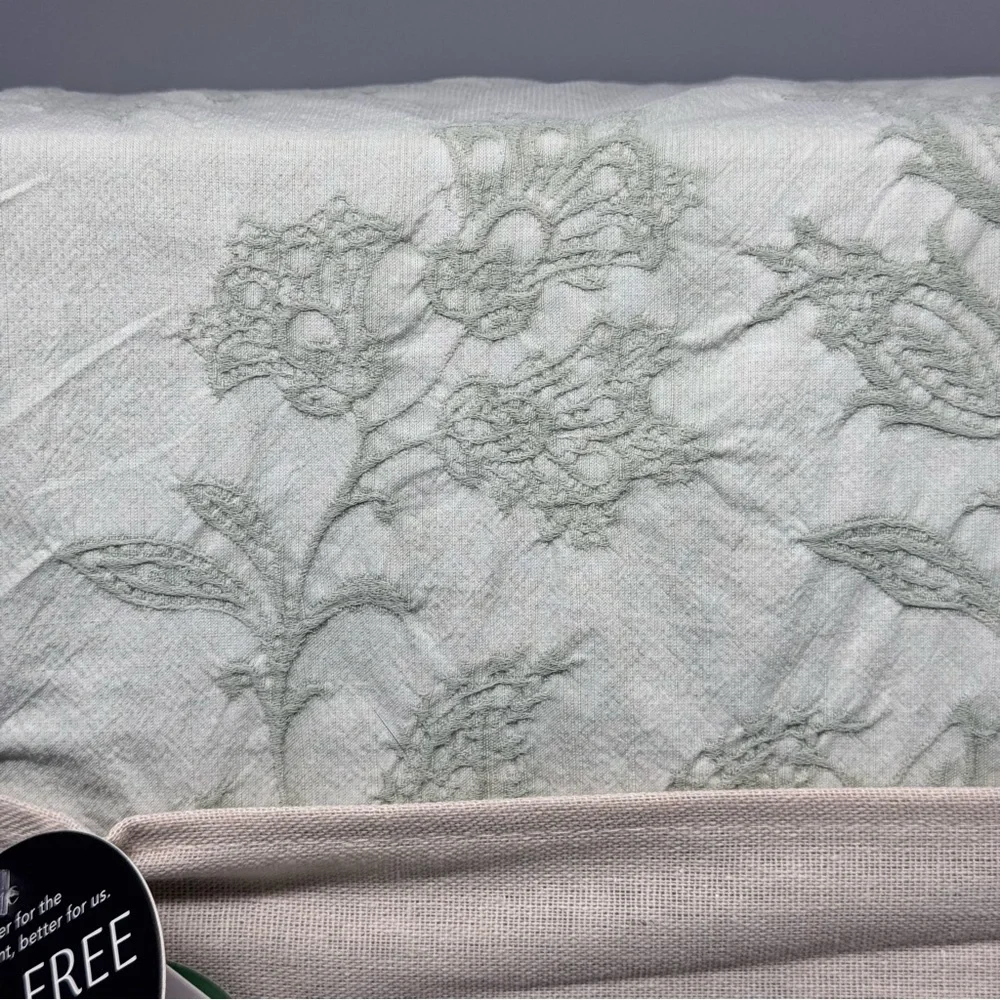 3pc Nicole Miller Artelier Lt Sage Queen Duvet Cover Sham Set Matelasse Cotton